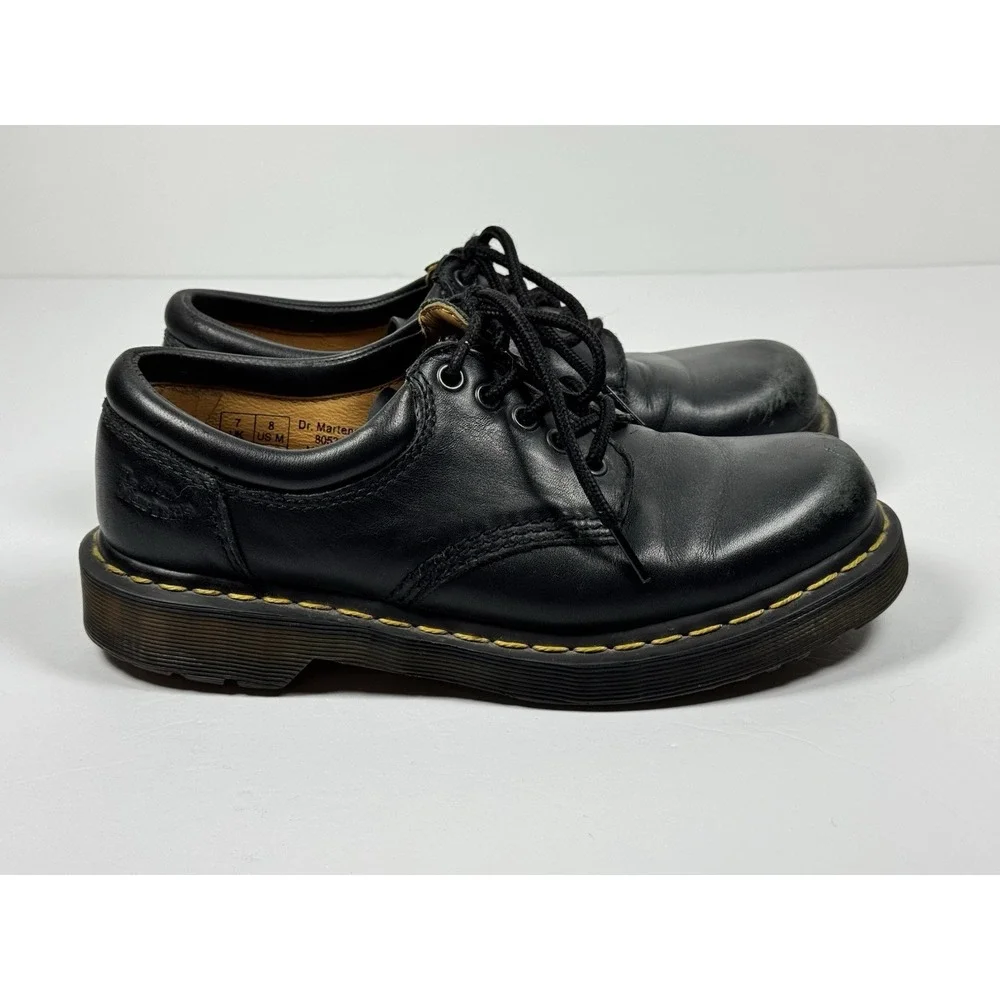Dr Martens 8053 Black Leather Oxford Shoes Mens 8 Women 9 Chunky AirWair Lace Up